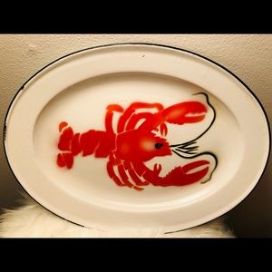 🦞 VINTAGE ENAMELWARE LOBSTER SERVING PLATTER 17-3/4” x 13-1/4”